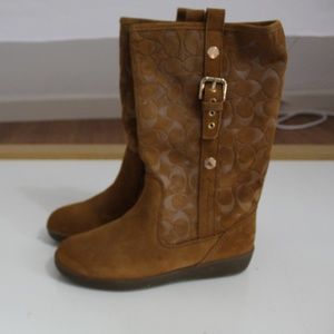 Coach logo designer high leather boots brown/tan